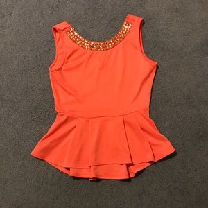 Orange/Coral jeweled Blouse